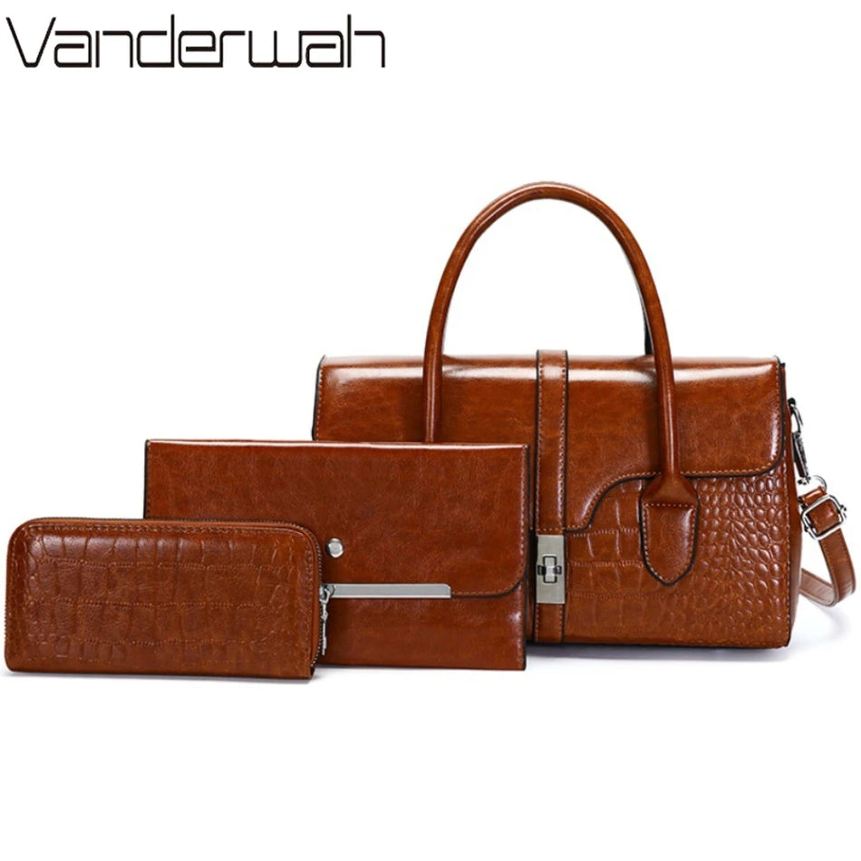 Genți și poșete casual din piele PU cu ulei de aligator de lux pentru femei, cu design de umăr și crossbody