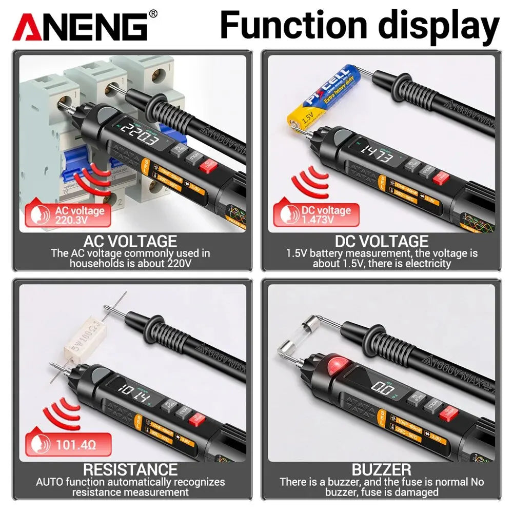 ANENG A3009 Mini Digital Multimeter Pen &ndash; Smart Voice Broadcast Testing