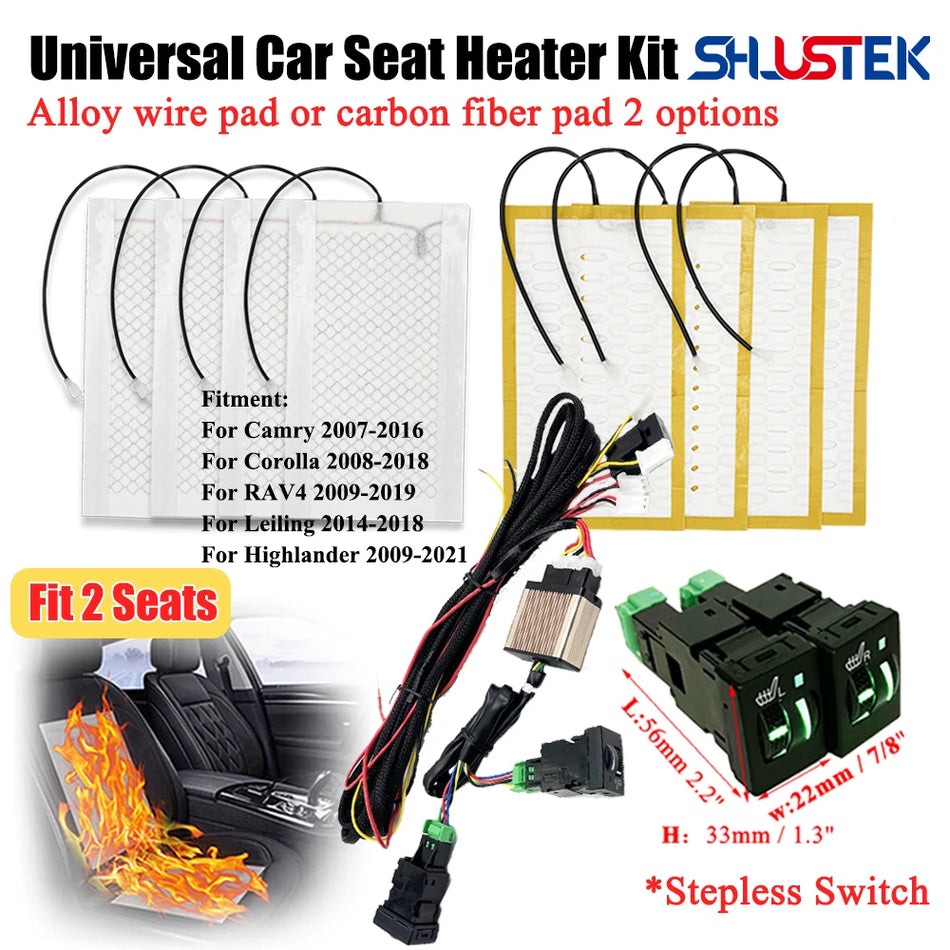 Toyota Camry, Highlander 12V Car Seat Heater Kit for 2 Seats