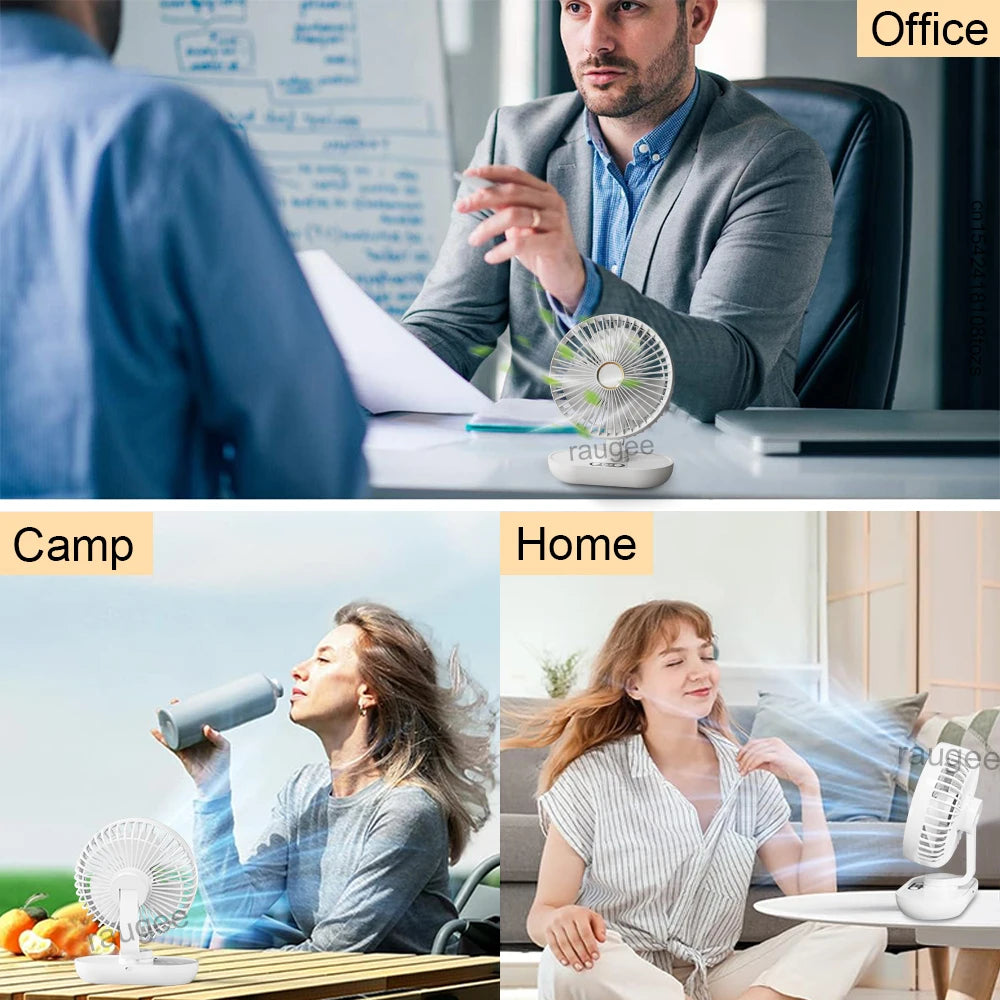 Desk Fan USB Portable Desktop Fan &ndash; Powerful 2400mAh Battery