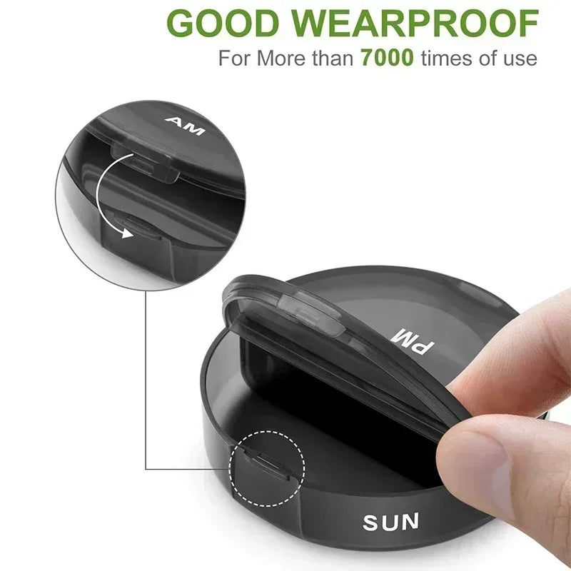 7-Day Pill Organizer with 14 Compartments for Medications, Supplements, and Vitamins - Noocuxuekon