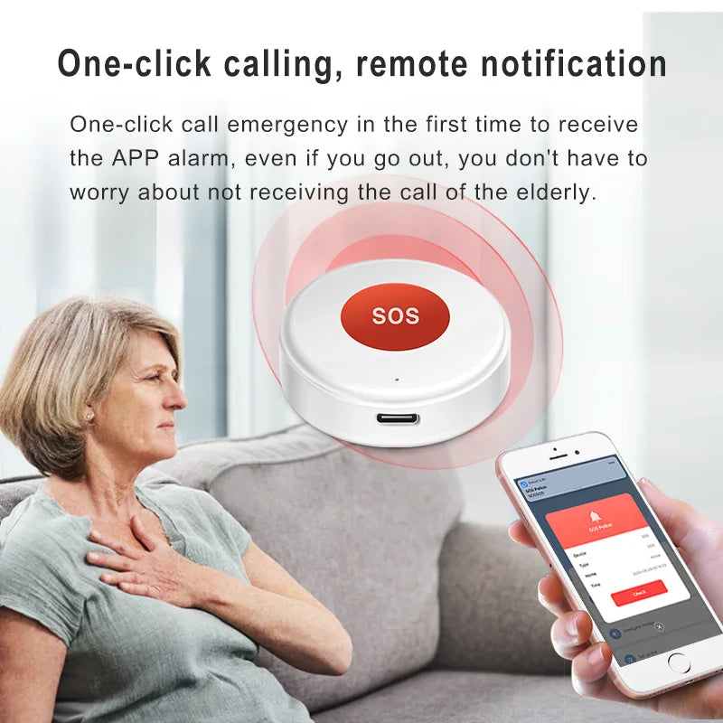 Tuya WiFi SOS Button Hanging Rope - One Key Emergency
