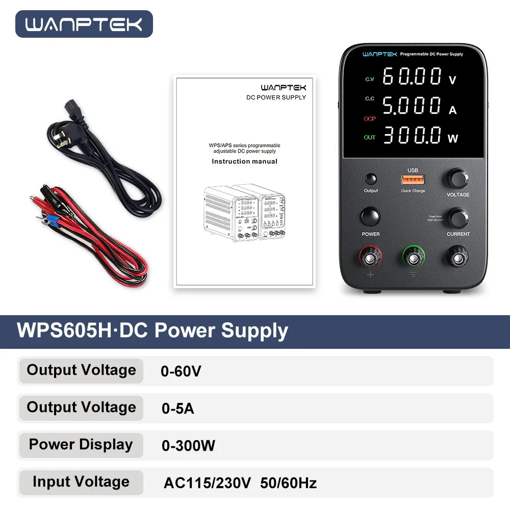 Wanptek 32V 10A Adjustable DC Power Supply with Fast Charging &amp; Memory Function
