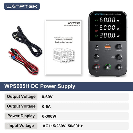 Wanptek 32V 10A Adjustable DC Power Supply with Fast Charging &amp; Memory Function