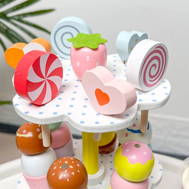 Wooden Simulation Ice Cream Rack &ndash; Educational Toy For 3-6