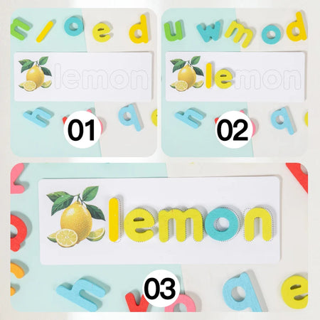 Wooden Alphabet Puzzle Animals Set - Word And Letters