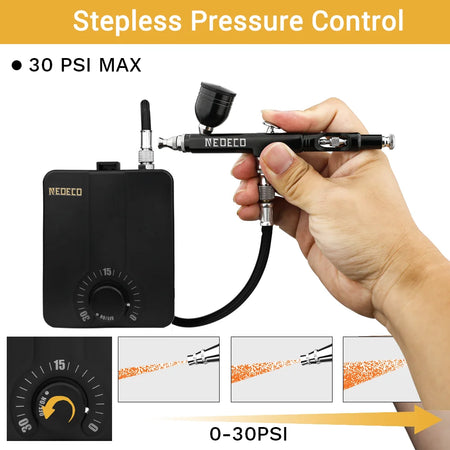 Neoeco 30PSI Airbrush Kit &ndash; Noise Reducing Compressor