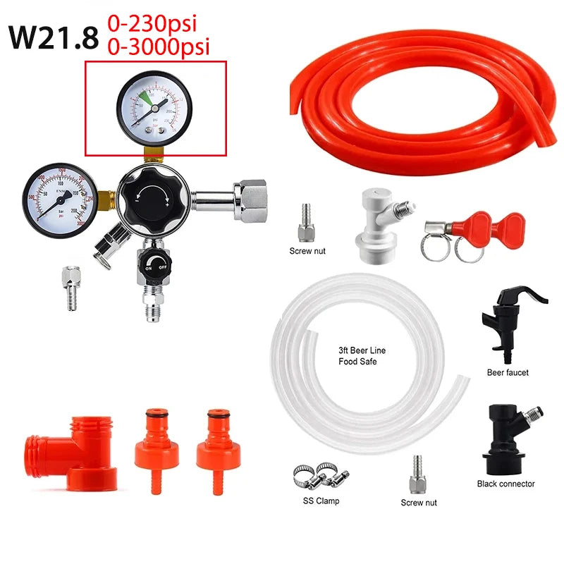 Homebrew Beer Carbonation Kit CO2 Regulator &ndash; 1.5M Gas Line Soda W21.8