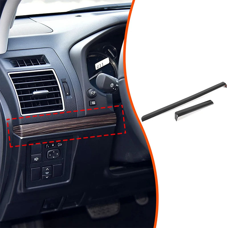 2 τεμ. λωρίδες κεντρικής κονσόλας από ανθρακονήματα ABS για Prado 2018