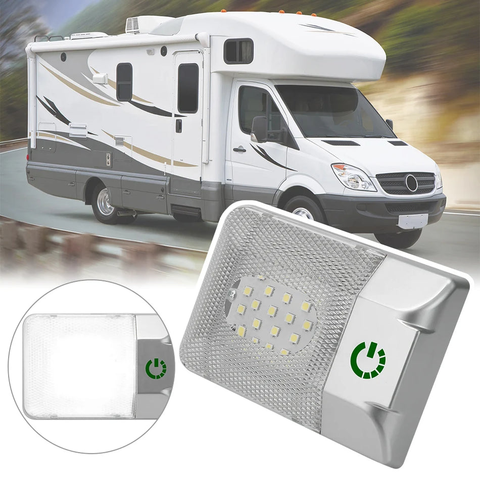 RV Lubų Kupolo Šviesa 12V Automobilio Skaitymo Lempa Su Jutikliniu Dimeriu 6000K-6500K