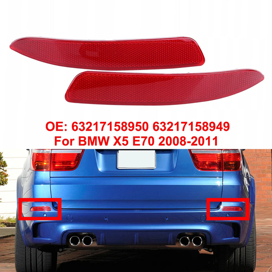 Rear Bumper Reflector Lights Set for BMW X5 E70 Left and Right Red Direct Replacement