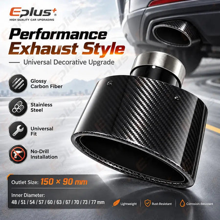 Glossy Oval Carbon Fiber Universal Car Exhaust Muffler Tip Exhaust Pipe Nozzle Decoration Stainless Silver&Black Left and Right by InterCyprus Trading Ltd