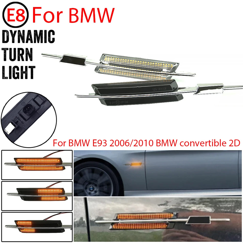 Dinamiski sekvenciālie LED sānu marķieri BMW E46 E60 E90 E91 E92 E93