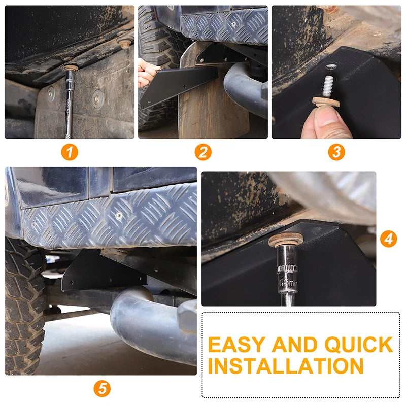 Due pezzi copertura parafango ruota nera in acciaio al carbonio per Defender