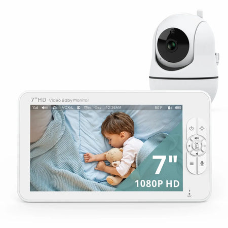 7 Inch 1080P Video Baby Monitor With Temp Alert And Dual Camera by InterCyprus Trading Ltd