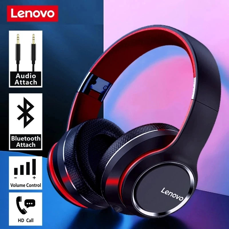 Lenovo HD200 Bluetooth Earphones - Foldable Wireless Headphones with Noise Cancellation