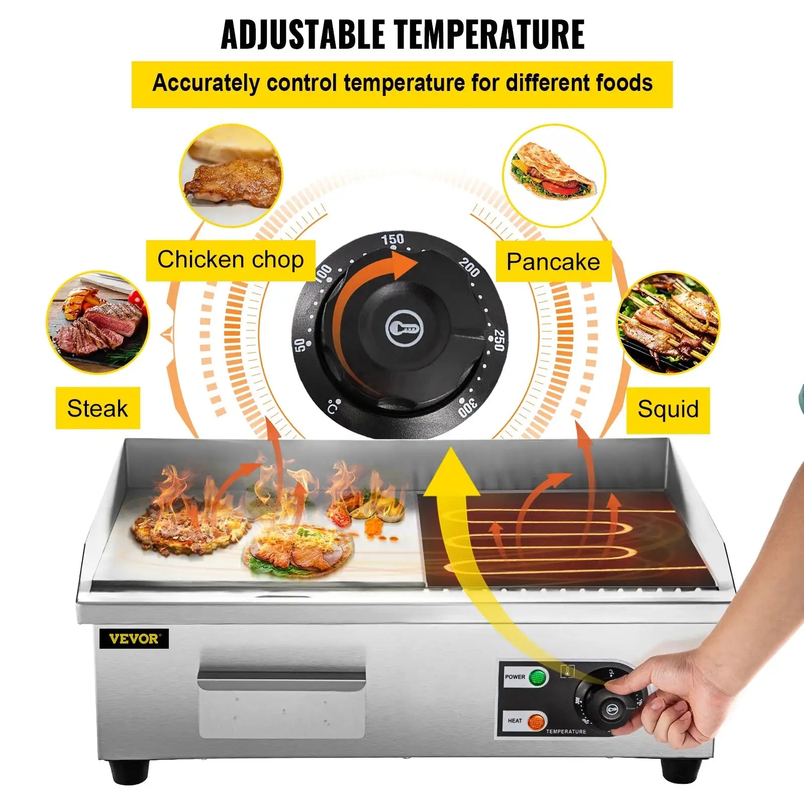 Stainless Steel Countertop Grill Teppanyaki 1600W