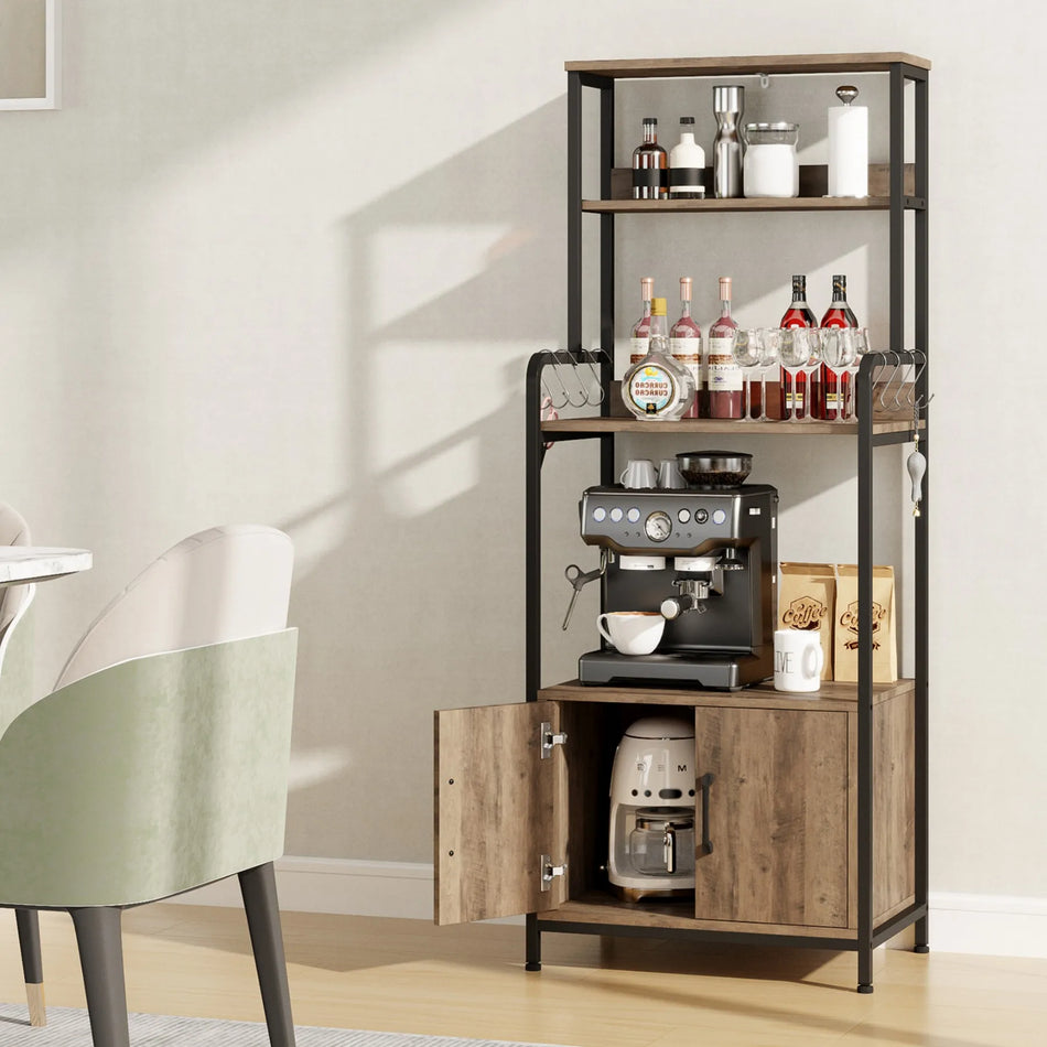 Wood And Metal Kitchen Rack With Door Frame And S Hooks