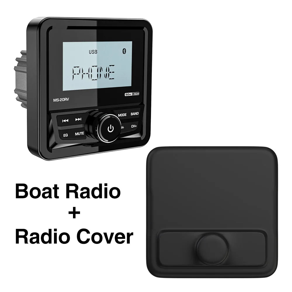 Boat Radio Square Marine Stereo - Waterproof Bluetooth WHITE