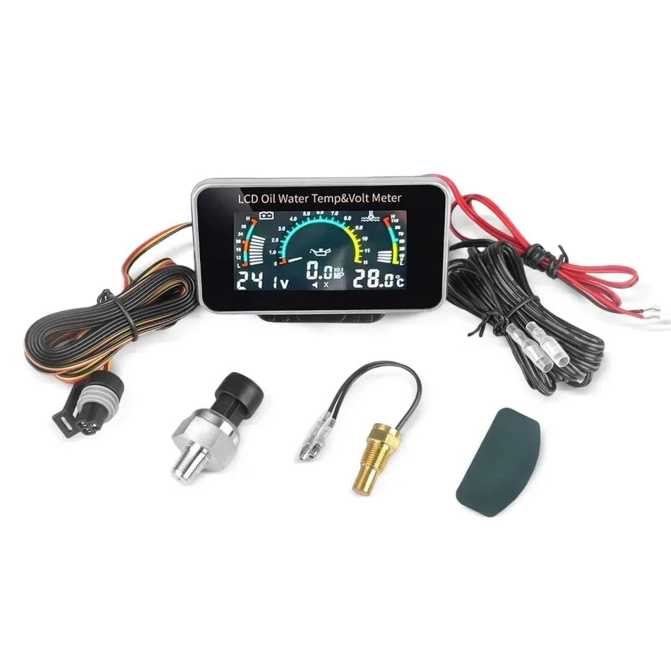 3 In 1 LCD-automittari öljynpaineelle, vesilämpötilalle, voltmeterille, 1/8 NPT