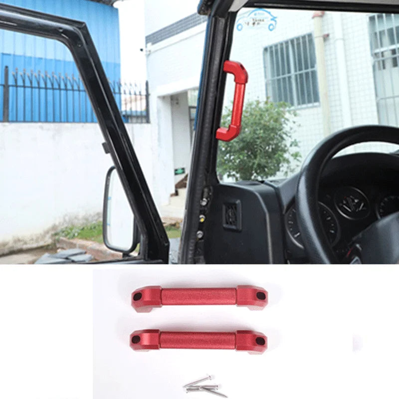 Mâner roșu din aluminiu pentru stâlpul A, 2 bucăți, pentru Land Rover Defender