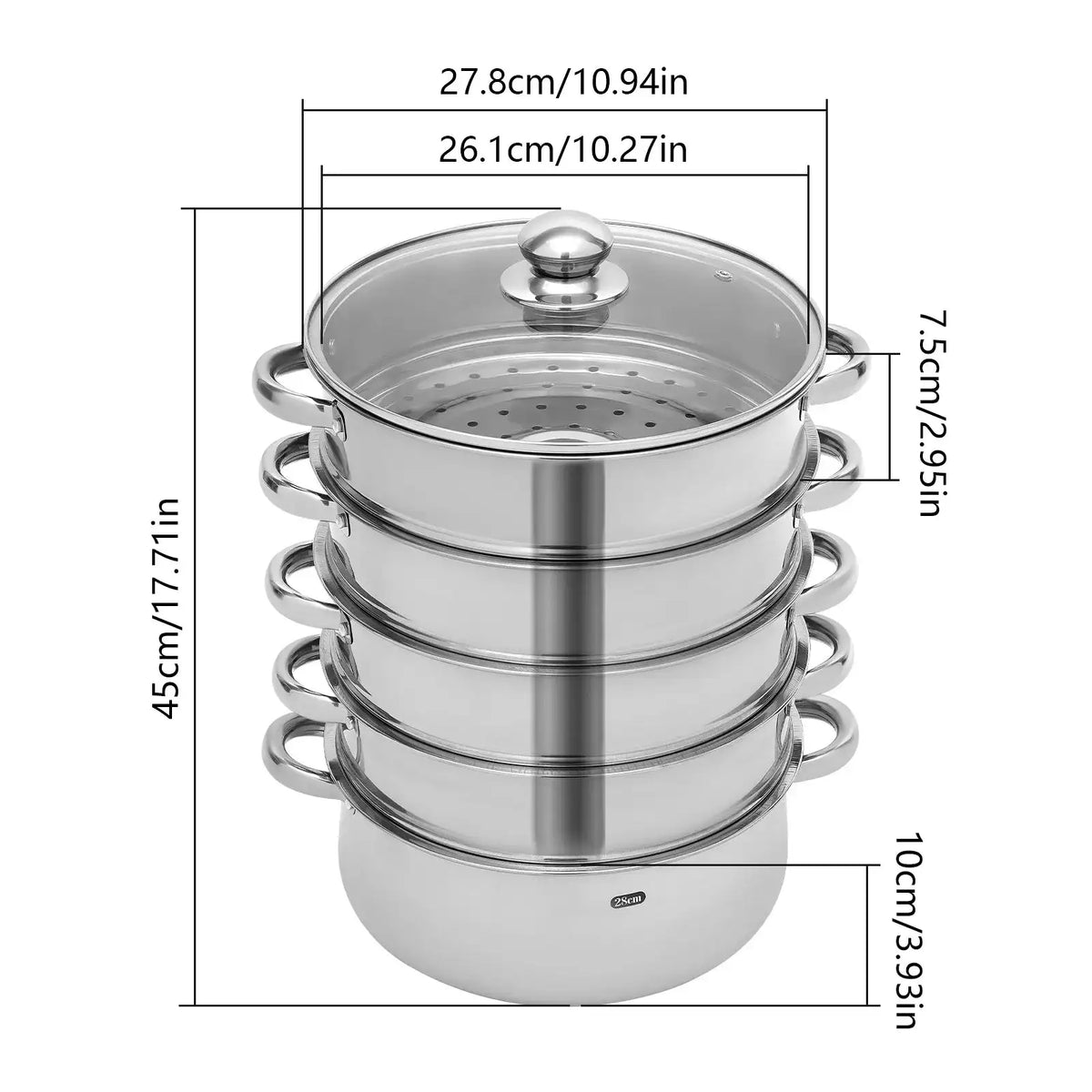 5-Tier Stainless Steel Steamer For Cooking &ndash; Large Capacity