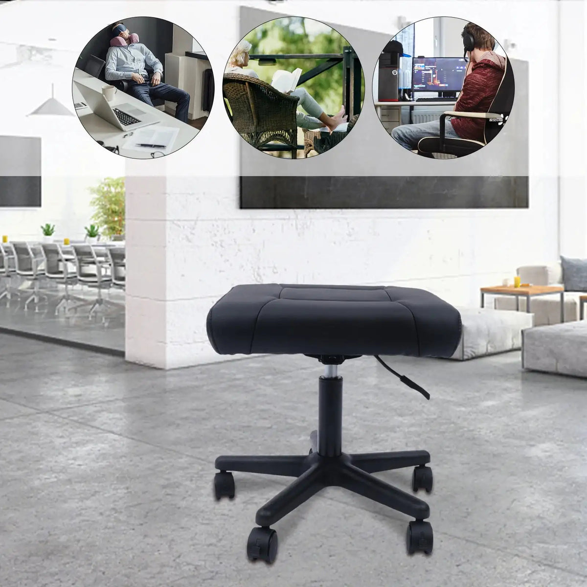 Ergonomic Footrest With Universal Wheels &ndash; Soft Cushion GERMANY