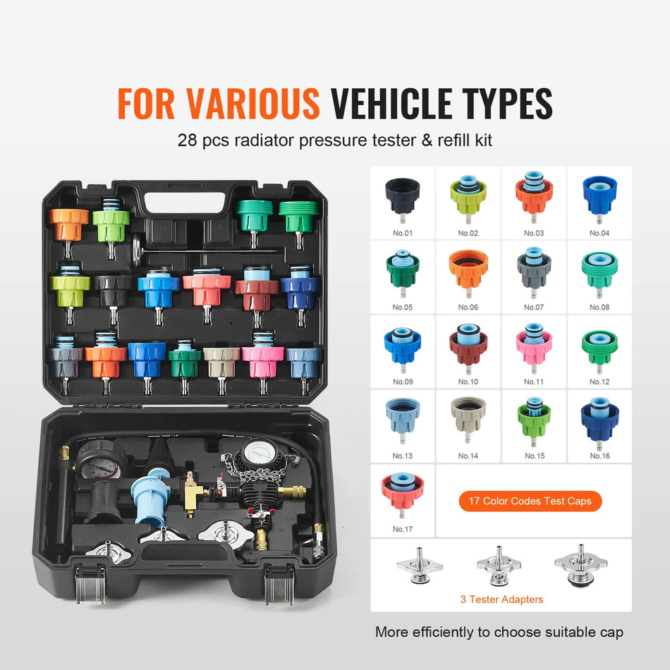 28Pcs Radiatoriaus Slėgio Testeris Rinkinys Rankinis Siurblys