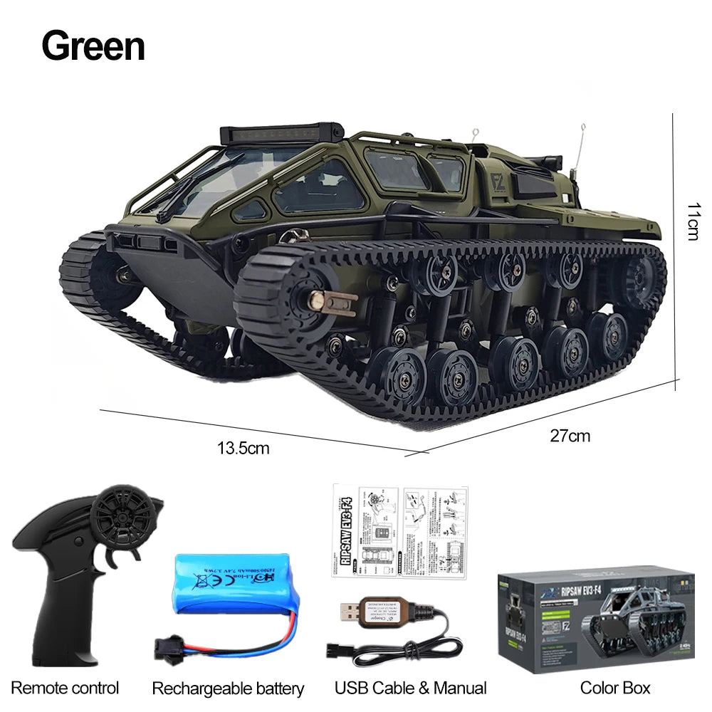 C8812 RC Tank Full Scale Tracked Vehicle - Led Light Ready green