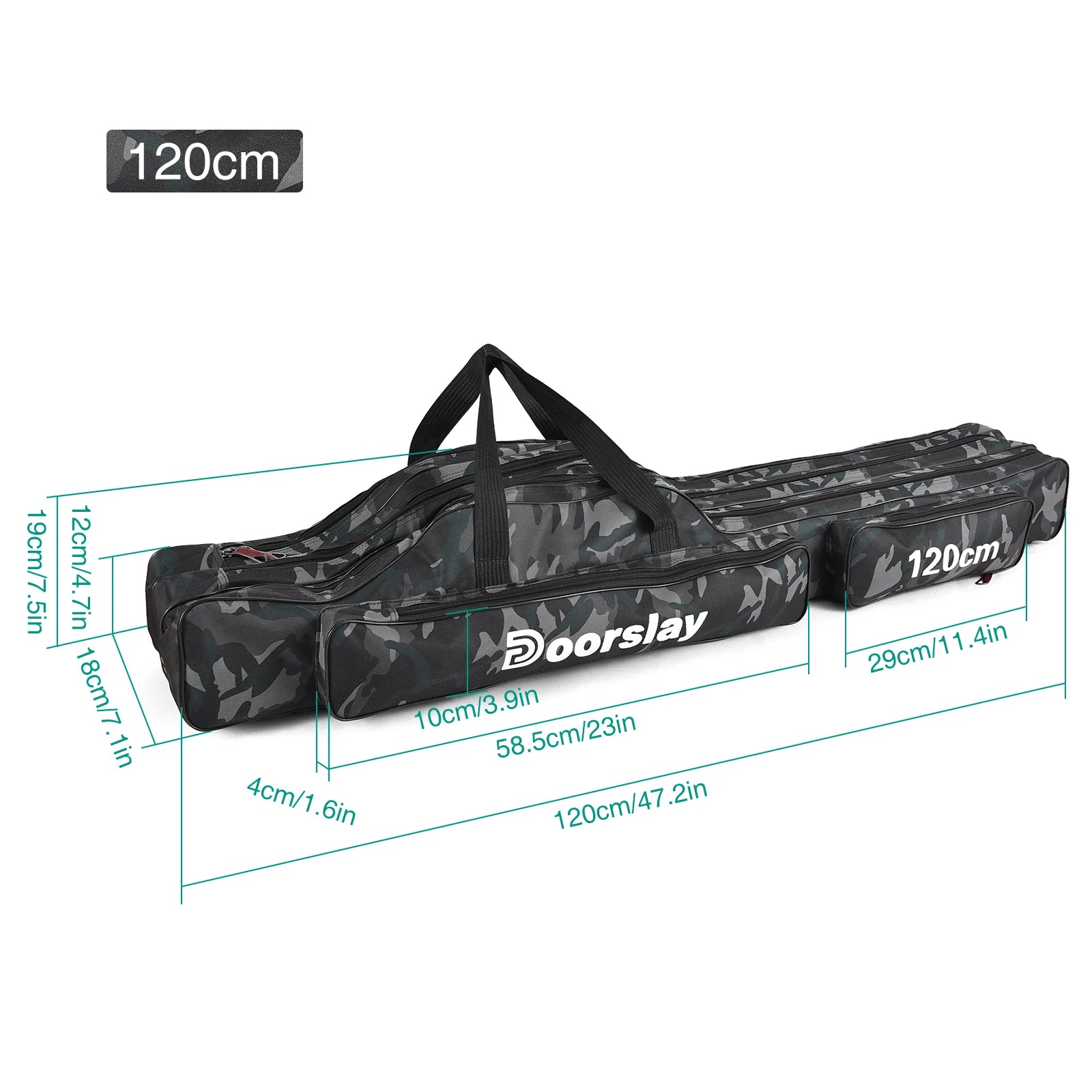 3 Layer Fishing Pole Bag &ndash; Long Lasting Oxford Fabric Camouflage 120cm