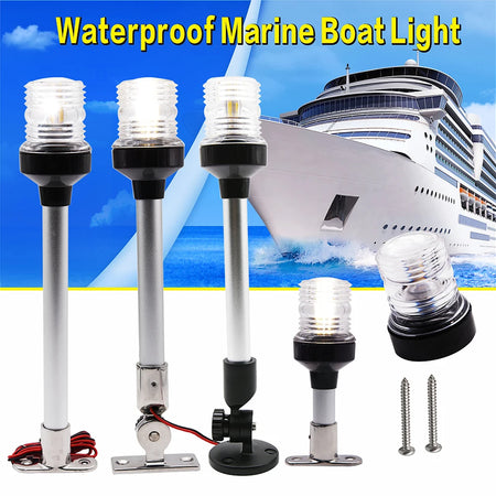 Fold Down Anchor Light for Yachts - Stainless Steel LED Navigation Lamp
