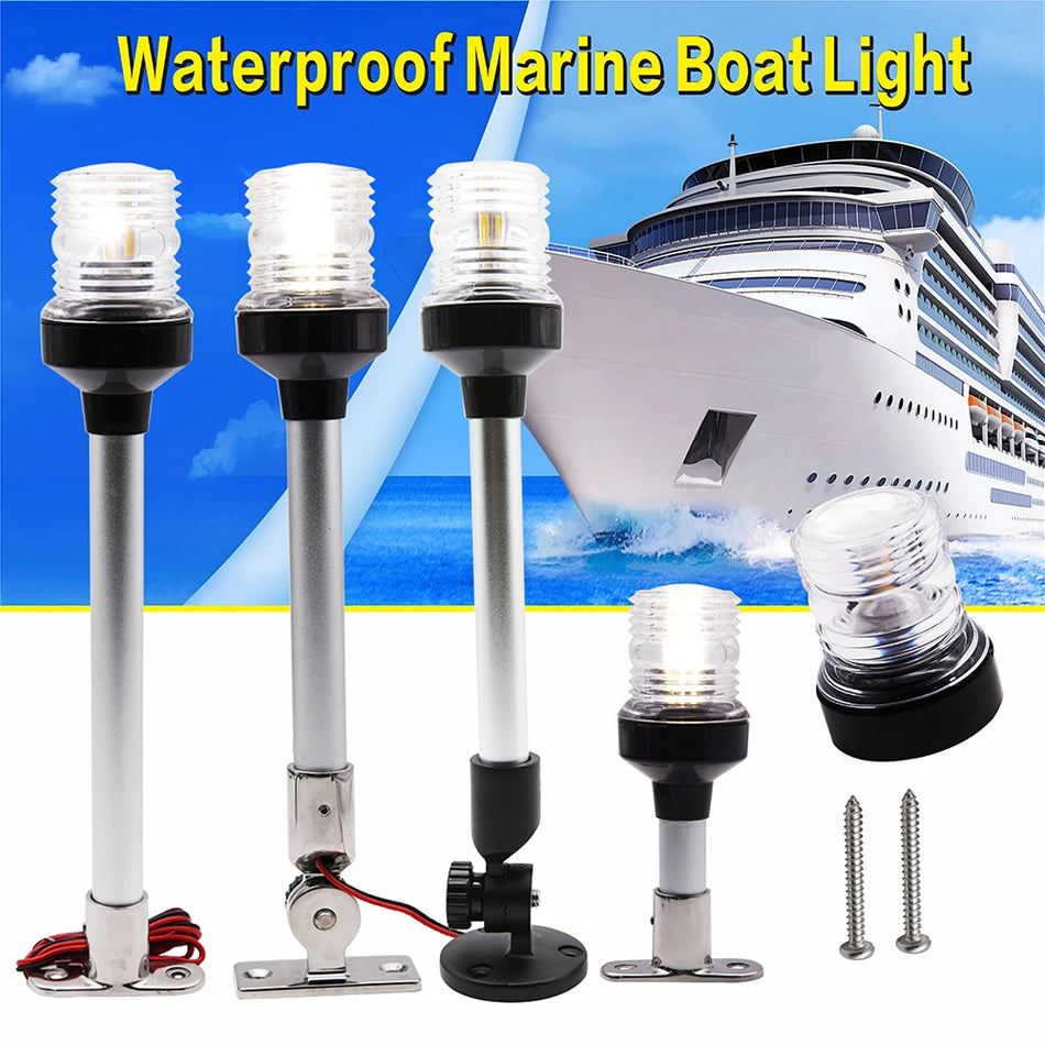 Fold Down Anchor Light for Yachts - Stainless Steel LED Navigation Lamp