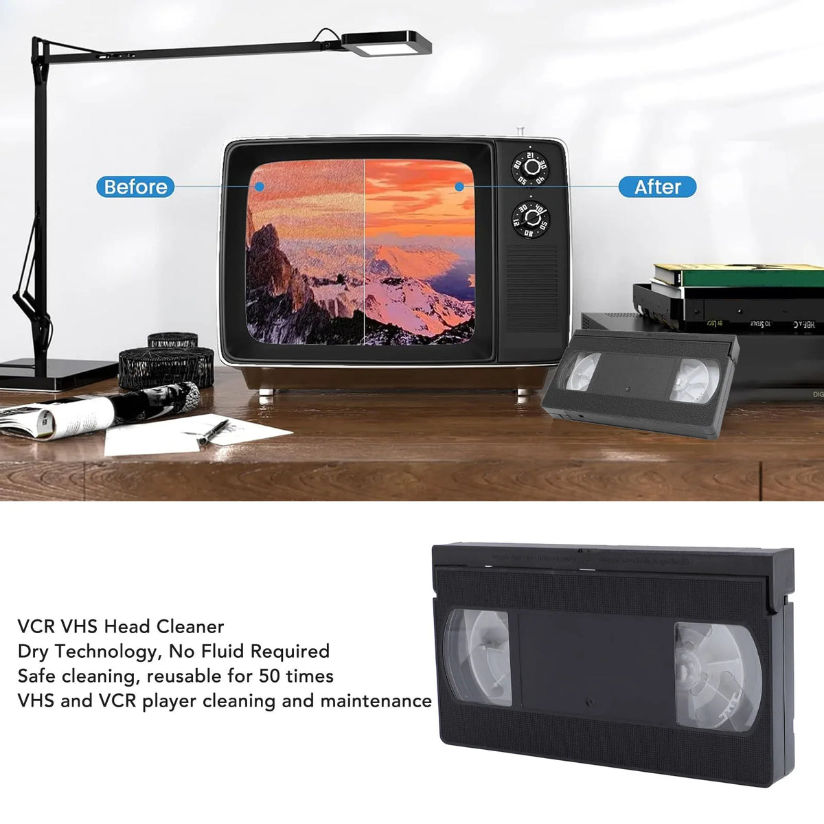 VCR VHS Player Cleaner Reusable - Dry Technology No Fluid