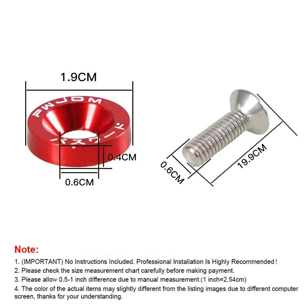 10Pcs/Set M6 * 20mm JDM Bumper Fender Washer Kit Engine Bay Dress Up Bolts Fasteners Aluminum Concave Hex Screws by InterCyprus Trading Ltd