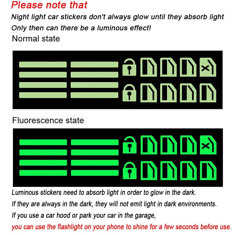 Luminous Car Window Button Stickers - Fluorescent Night Decals for Interior Accessory Panel