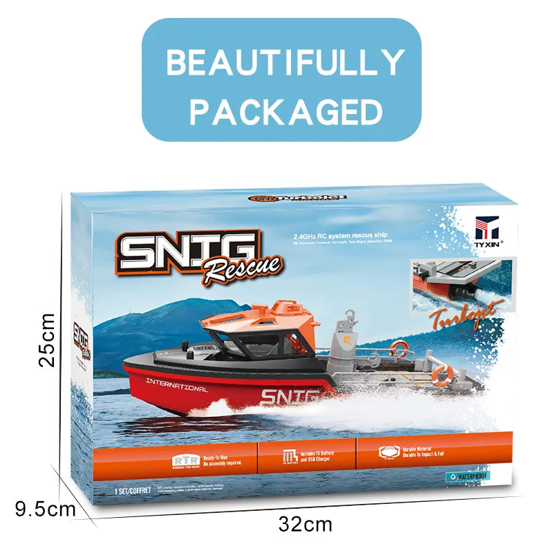 Parkten 2024 Remote Control Speedboat for Kids - 2.4G Rescue Boat