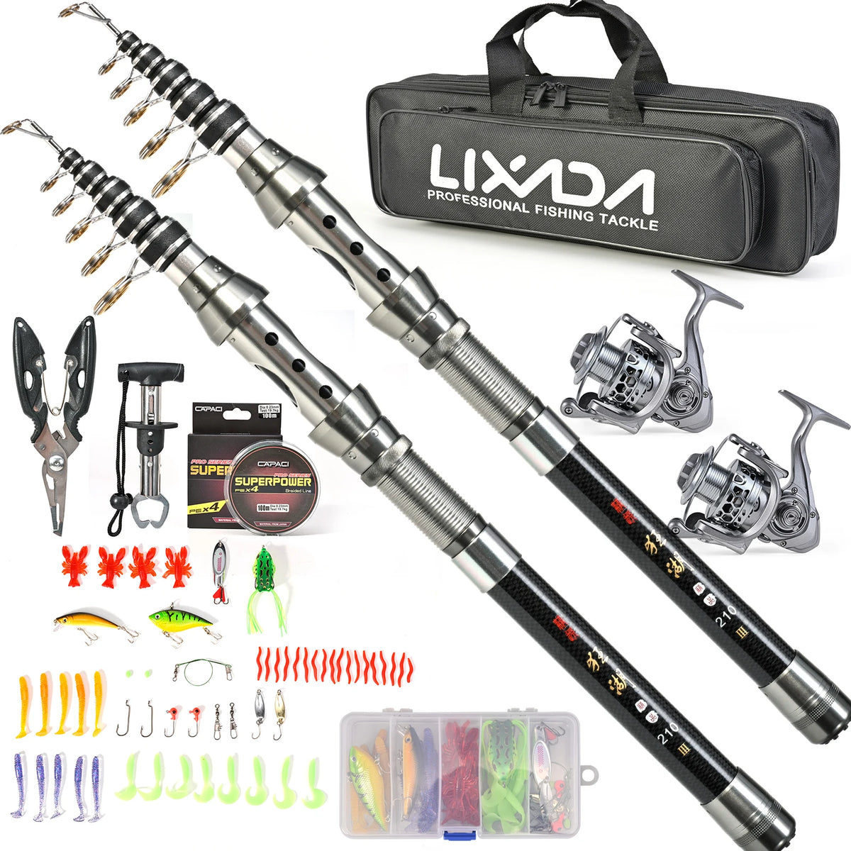 TOMSHOO Telescopic Fishing Rod Kit &ndash; Pliers and Lip Grip Kit 2.1m