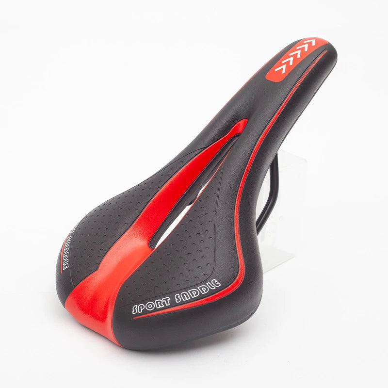 Extra Soft Gel MTB Bicycle Saddle with Hollow Ventilation Design A Black Red