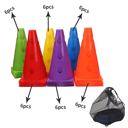 Durable Agility Training Cones &ndash; 12 to 36PCS in Vibrant Colours 36PCS