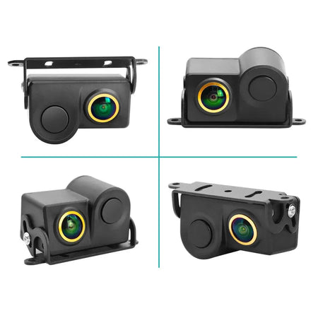 90° Adjustable Mount Visual Fisheye Lens Reverse Camera with Parking Radar Sensor, IP67 No Drilling Car Rear View Backup Camera by InterCyprus Trading Ltd