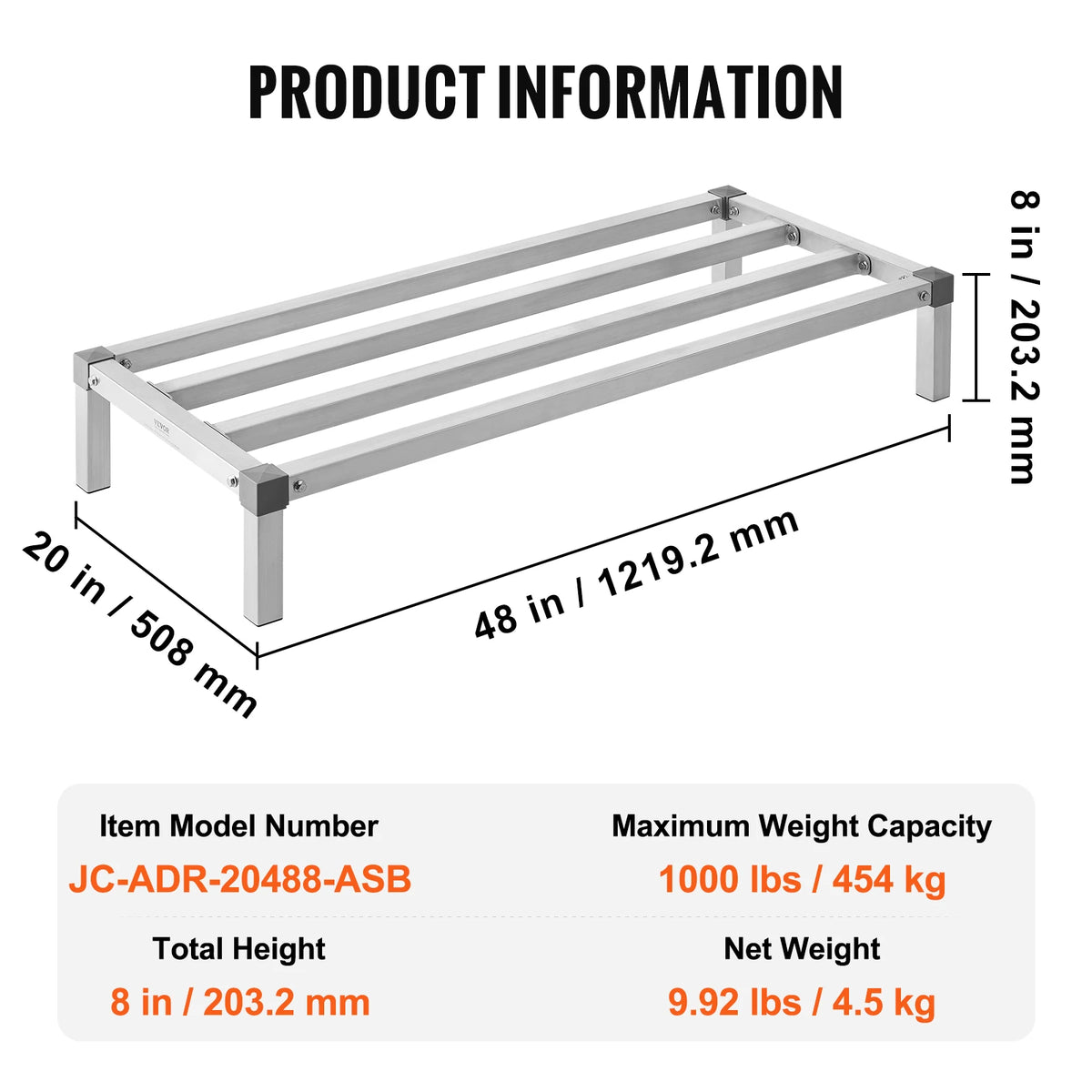 SucceBuy 1000LBS Aluminum Dunnage Rack &ndash; Off Floor Storage