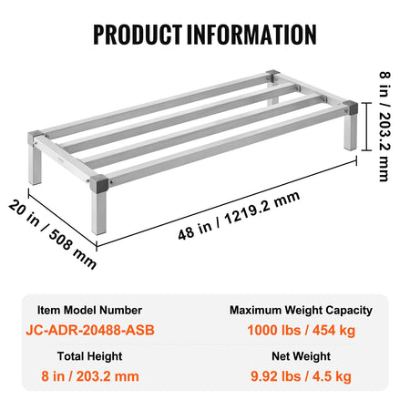 SucceBuy 1000LBS Aluminum Dunnage Rack &ndash; Off Floor Storage
