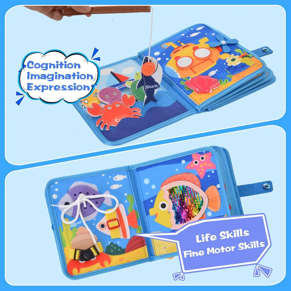 10 In 1 Busy Board Montessori Mänguasi 3D Mereteema Vanus 1 kuni 5