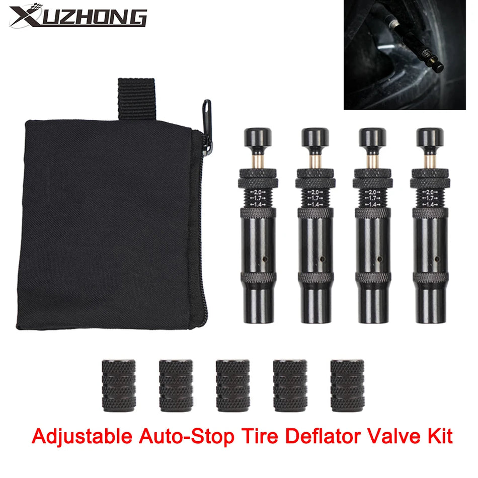 Xuzhong TL 1037 BK Auto Stop Sada na snižování tlaku v pneumatikách Šroubovací deflátor Offroad 4x4