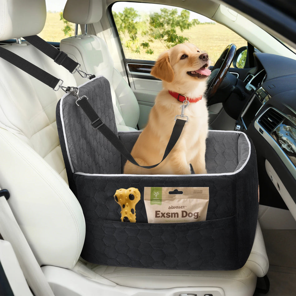 Povišeni avtosedež za pse z varnostnim pasom, nedrseč