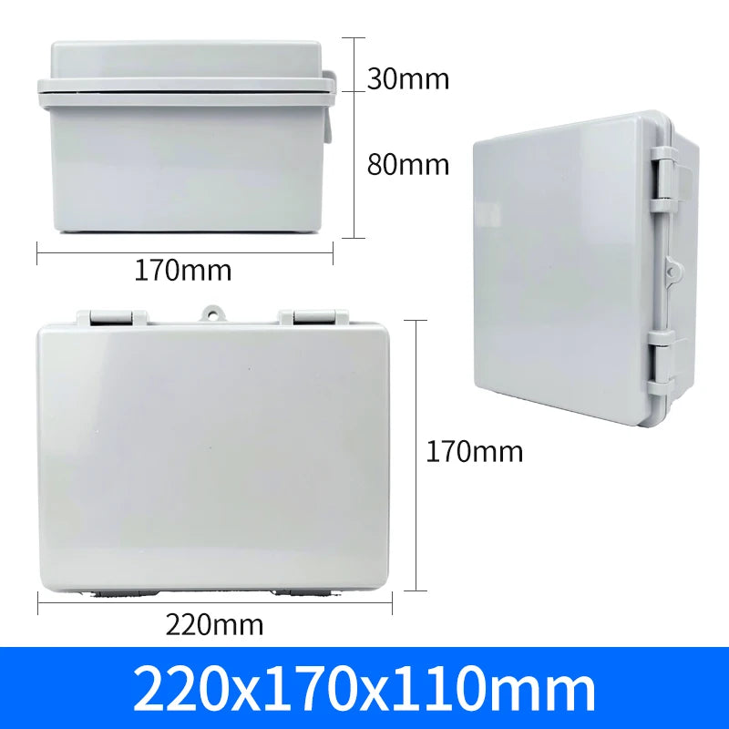 IP66 Waterproof Junction Box ABS Plastic Outdoor - Durable Grey 220x170x110mm / CHINA