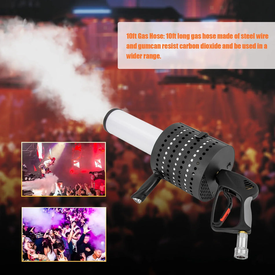 Pistol LED portabil cu confetti, tun CO2 alimentat cu baterii, cu fum și ceață, confetti de hârtie în 7 culori pentru petreceri, nunți, scene, concerte