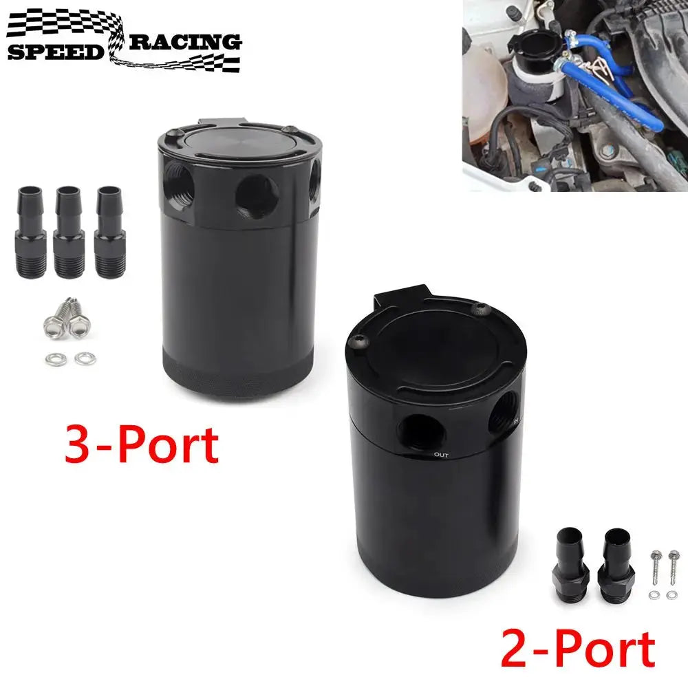 Universal Car Racing Baffled Aluminum 2-Port/3-Port Oil Catch Can Tank Reservoir Separator by InterCyprus Trading Ltd