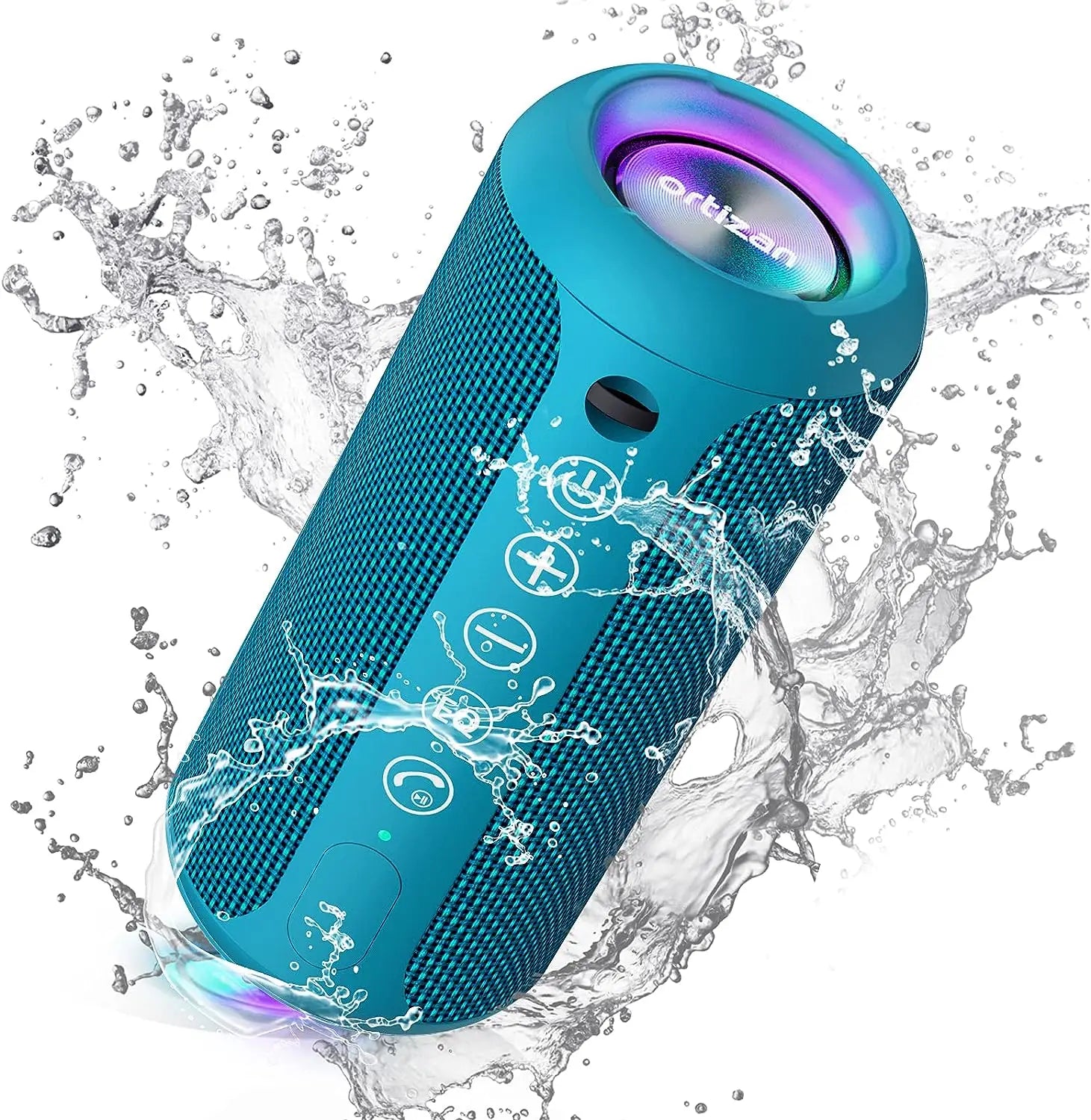 Ortizan X10 Waterproof Bluetooth Speaker with 24W Stereo Sound and LED Light Blue
