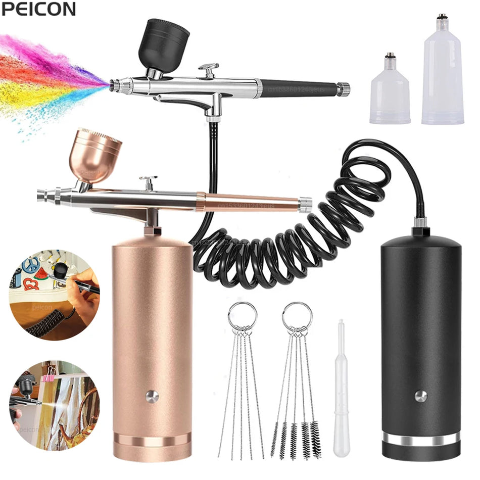 Tragbares Airbrush-Set mit Kompressor für Modellmalerei und Tattoos